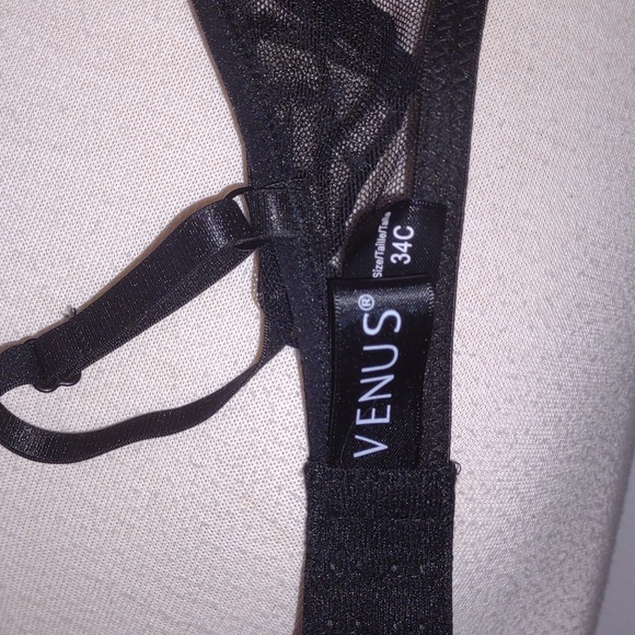 🫶VENUS Swiss Dot Lace Accent Demi Cup Bra in Black - Picture 9 of 10